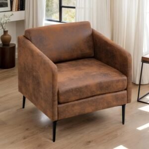 VelouraLiving Mid-Century Retro Accent Club Chair - Comfy Single Sofa for Living Room
