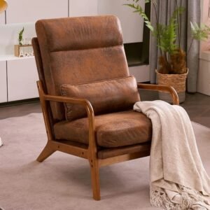 VelouraLiving High Back Microfiber Rustic Mid-Century Modern Accent Chair