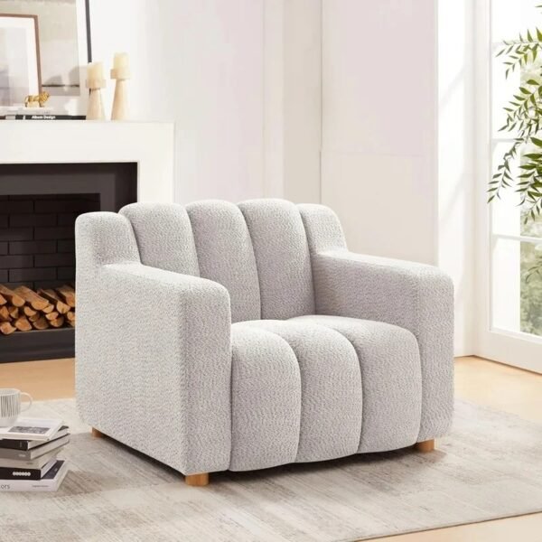 VelouraLiving Oversized Boucle Fabric Armchair – Cozy Modern Accent Chair for Bedrooms & Living Spaces - Image 2