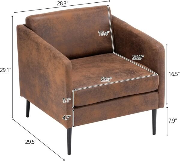 VelouraLiving Mid-Century Retro Accent Club Chair - Comfy Single Sofa for Living Room - Image 2