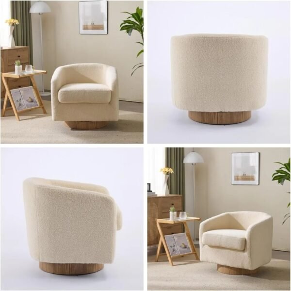 VelouraLiving 360° Swivel Teddy Fleece Accent Chair - Image 6