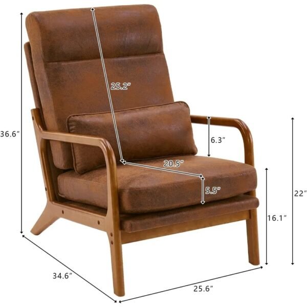 VelouraLiving High Back Microfiber Rustic Mid-Century Modern Accent Chair - Image 2
