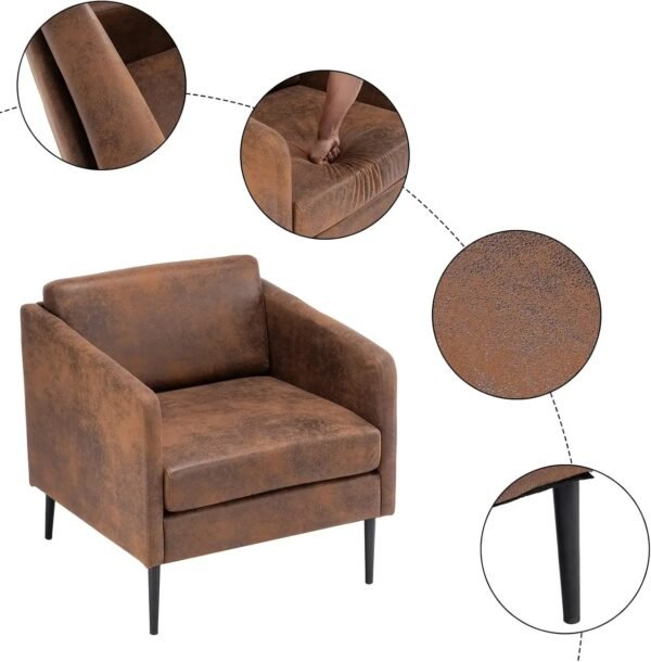 VelouraLiving Mid-Century Retro Accent Club Chair - Comfy Single Sofa for Living Room - Image 3