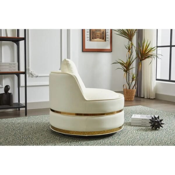 VelouraLiving 360° Swivel Barrel Armchair – Velvet Upholstered Single Chair with Stainless Steel Base for Living Room or Office - Image 5
