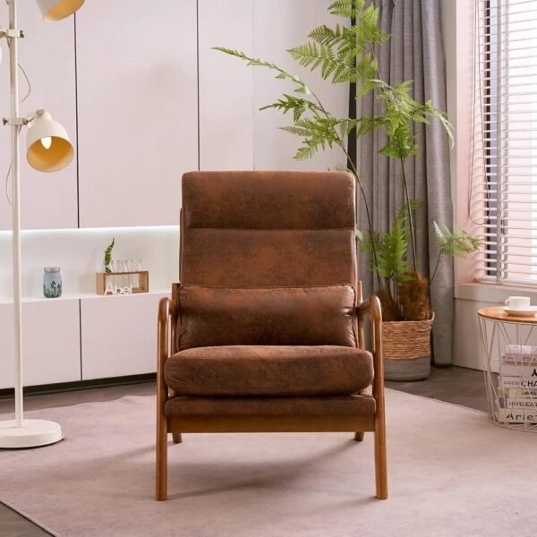 VelouraLiving High Back Microfiber Rustic Mid-Century Modern Accent Chair - Image 3