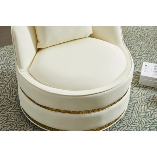 VelouraLiving 360° Swivel Barrel Armchair – Velvet Upholstered Single Chair with Stainless Steel Base for Living Room or Office - Image 4