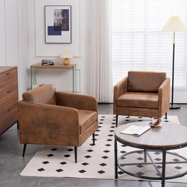 VelouraLiving Mid-Century Retro Accent Club Chair - Comfy Single Sofa for Living Room - Image 5