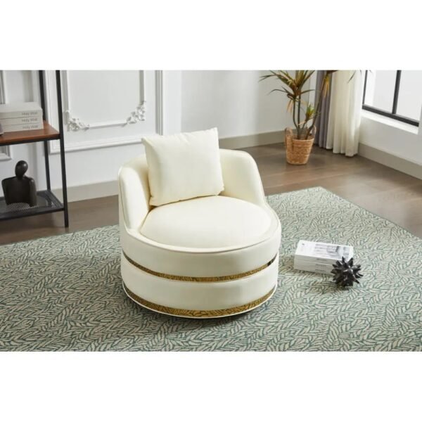 VelouraLiving 360° Swivel Barrel Armchair – Velvet Upholstered Single Chair with Stainless Steel Base for Living Room or Office - Image 2