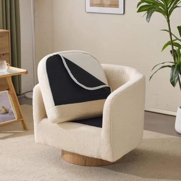 VelouraLiving 360° Swivel Teddy Fleece Accent Chair - Image 2