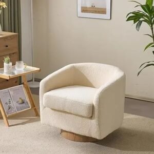 VelouraLiving 360° Swivel Teddy Fleece Accent Chair